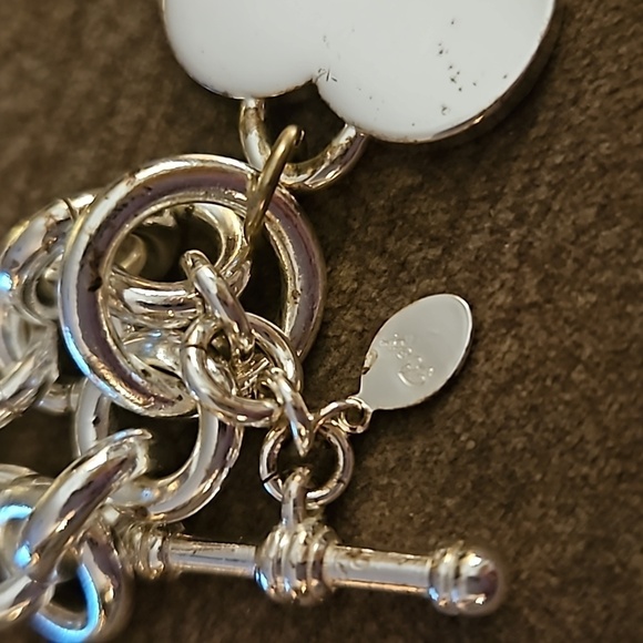 VTG BEST 1990s Silvertone Chunky Rollo Chain Heart Toggle Necklace - Picture 6 of 6